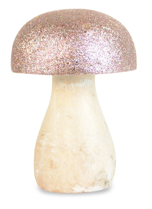 Riffelmacher Dekoration "Pilz" Mangoholz 74584 - 9 cm - Utopiaglitter Rosa