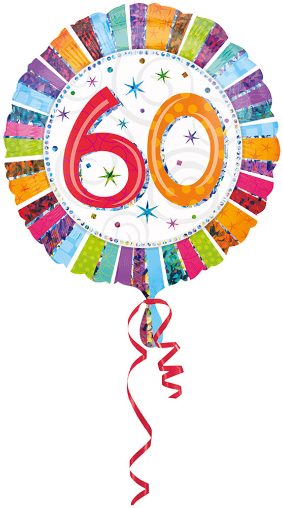 ABC18 Folienballon "60" Radiant Birthday Bunt | Ø 45 cm