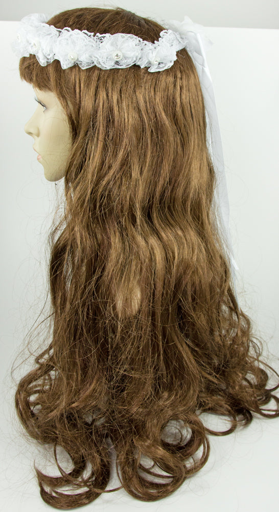 Haarkranz Manya mit Bändern Spitze und Strass - Weiß