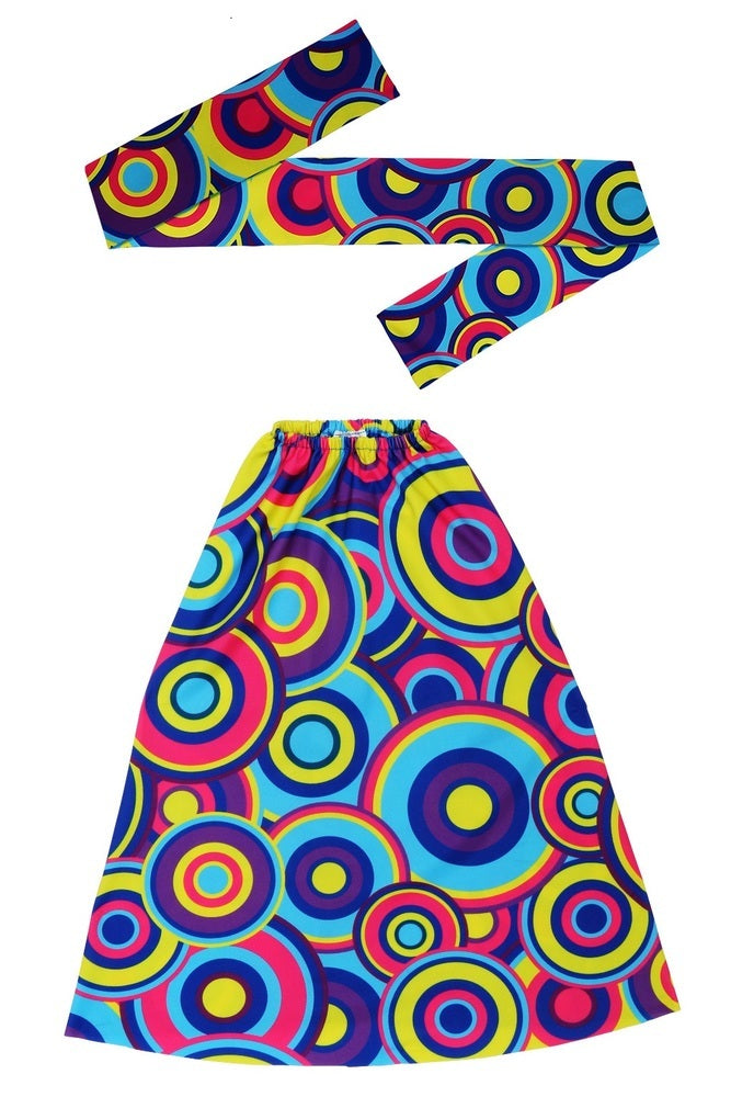 70er Jahre Hippie Kostüm Set "Bubbles" | Blau