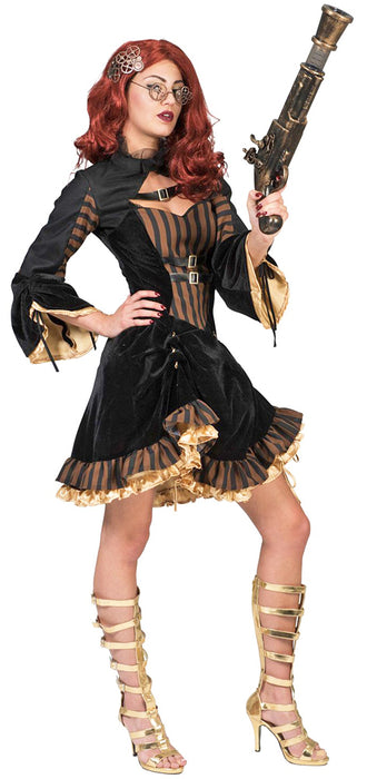 Steampunk Kostüm "Sally" für Damen - Schwarz Braun | Party Kleid