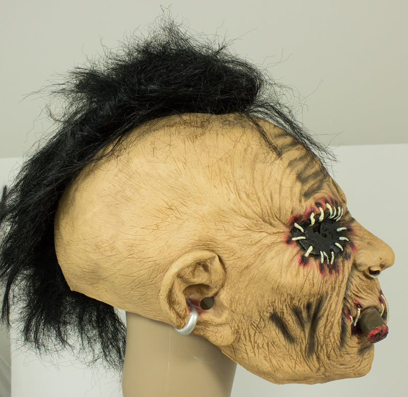Zombie Irokese Maske mit zugenähtem Mund