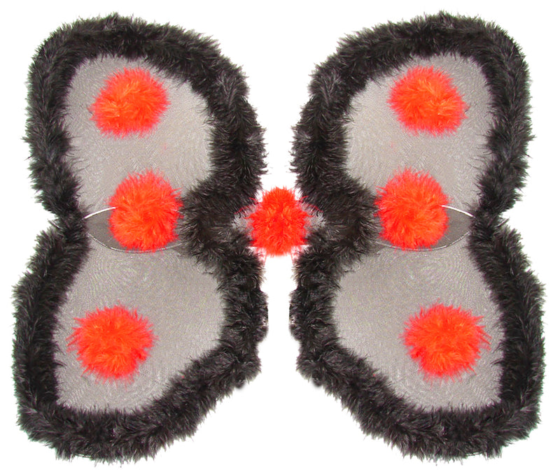 Marienkäfer Flügel mit Marabou Federn 60 x 48 cm | Schwarz Rot