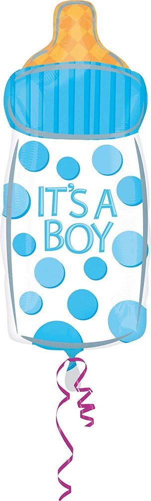 Shape Folienballon Babyflasche "It's a boy" | 25x58cm