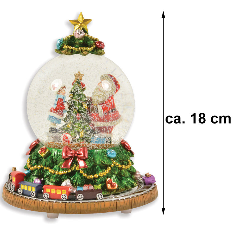 Riffelmacher Spieluhr Schneekugel "Weihnachtsbaum mit umfahrender Eisenbahn" 72292 | 18 x 14 cm