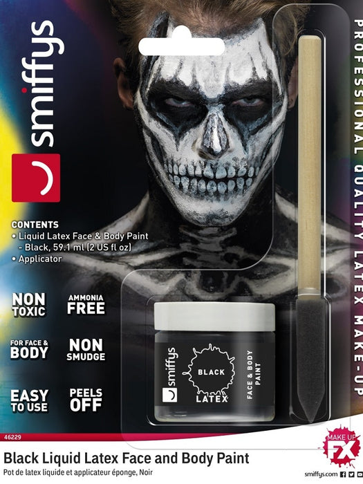 Flüssiglatex mit Applikator 59,1 ml - Schwarz - Make Up