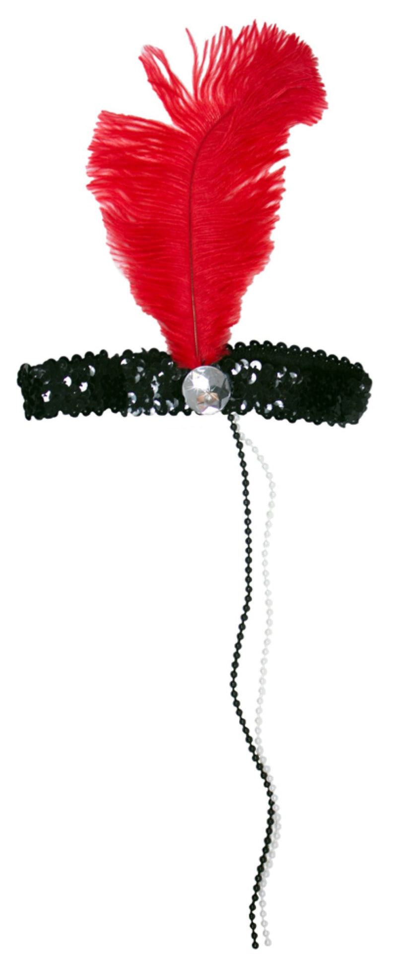 Charleston Feder Stirnband "Kira" - Schwarz Rot