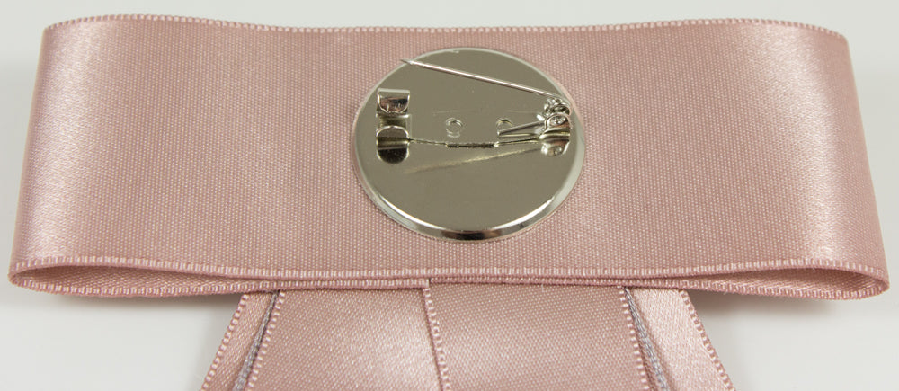 Brosche Barock Schleife mit Streifen und Schmuckstein - Rosa