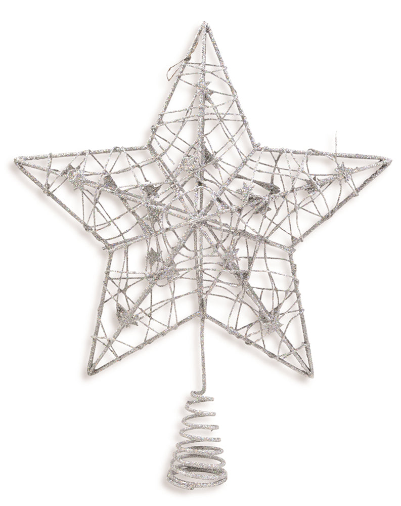 Riffelmacher Christbaumspitze Metall Stern 24cm | Silber Gold Glitzernd 17840