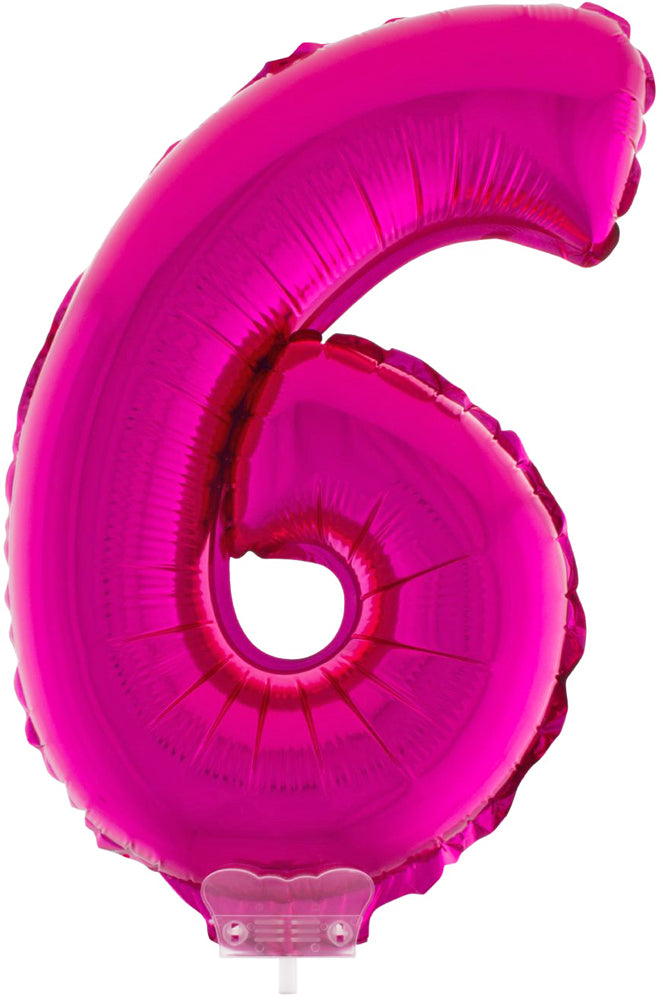 Zahlen Folienballon 41 cm mit Stab - Pink | Dekoration Geburtstag Jahrestag