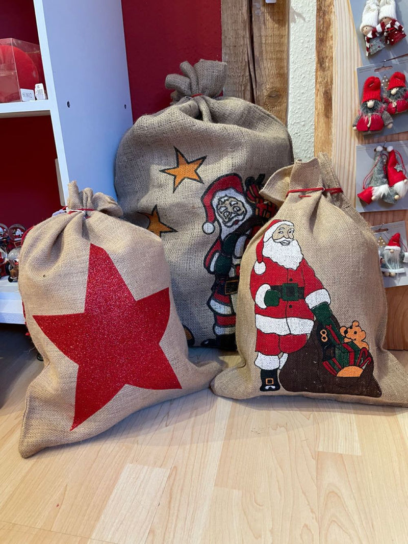 Riffelmacher Nikolaus Jutesack 25 x 35 cm "Stern" 19160 | Natur Weiß