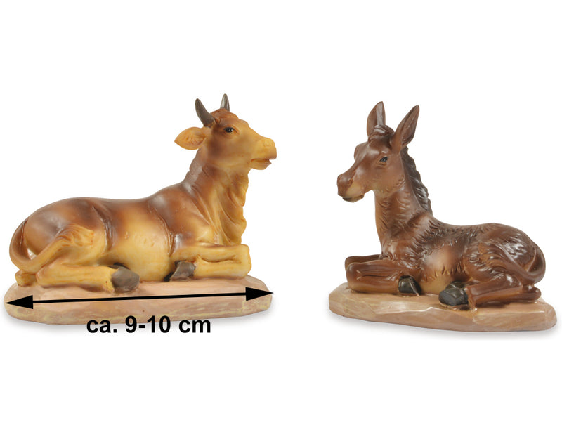 Riffelmacher Krippentiere Ochs & Esel | 2er Set | 9-10 cm | Braun | Weihnachtskrippe Figuren naturgetreu | Deko für Krippenstall | 78042