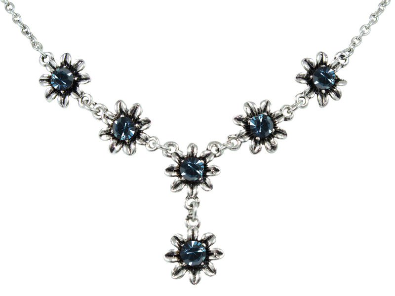 Blumen Collier mit Ohrhängern - Ozeanblau