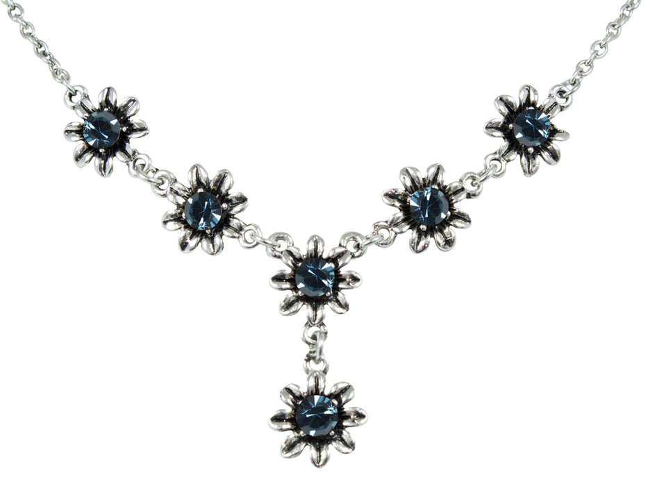 Blumen Collier mit Ohrhängern - Ozeanblau