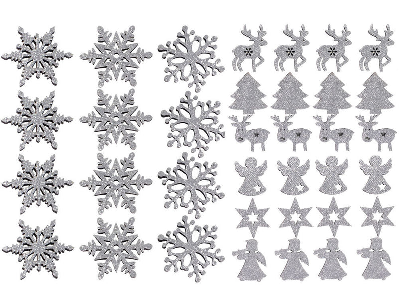 Filz Streudeko mit Glitter Ø 4cm Silber | Engel Hirsch Stern Konfetti Bastelmaterial