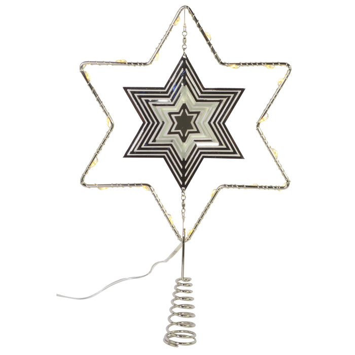 Riffelmacher Baumspitze Stern mit LED Beleuchtung 17754 | Silber 18 x 29 cm