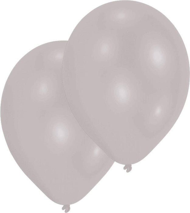 10 Stück Latexballon Luftballons 27,5 cm Einfarbig - Metallic Silber Uni