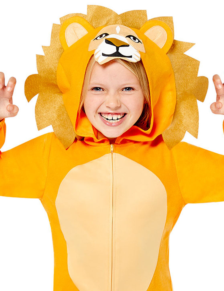 Löwen Kostüm für Kinder - Onesie | Overall Tierkostüm Zoo Safari