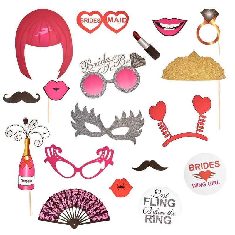 JGA Brautparty Accessoires - Fotosticks Foto Requisiten "Bride to Be" 20 tlg.
