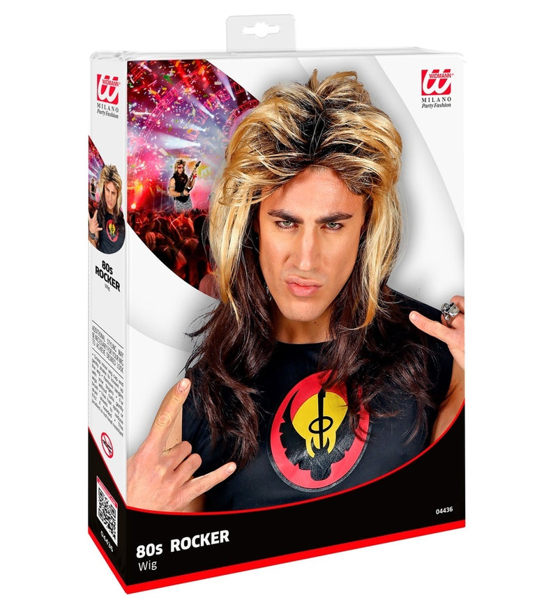 80er Jahre Rockstar Vokuhila Perücke | Blond Braun