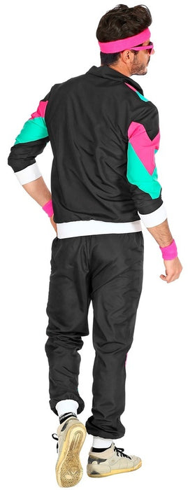 Party Trainingsanzug "80er Jahre" für Erwachsene | Schwarz