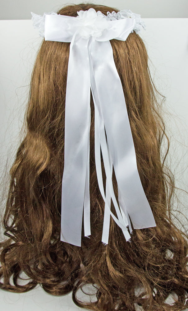 Haarkranz Manya mit Bändern Spitze und Strass - Weiß