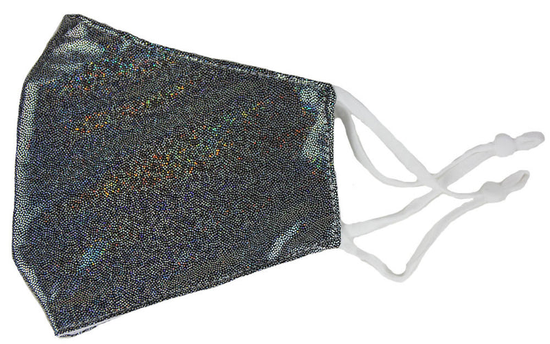 Mund Nase Stoffmaske Gesichtsmaske mit Printmotiv | Community Fashion Maske - Glitzer Schwarz/Silber