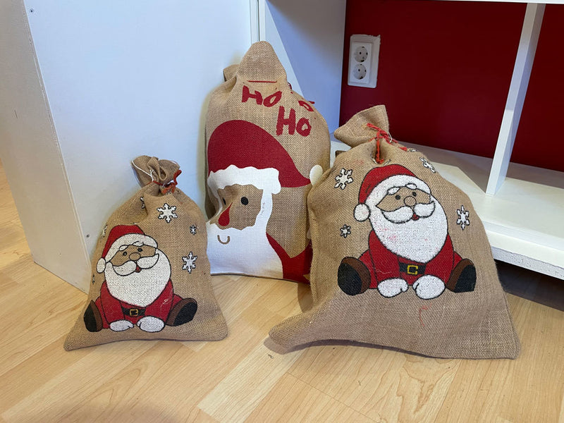 Riffelmacher Nikolaus Jutesack 48 x 36 cm "Süßer Santa" |Beige Rot