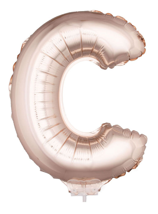Buchstaben Folienballon mit Stab 41 cm - Roségold Buchstabe C