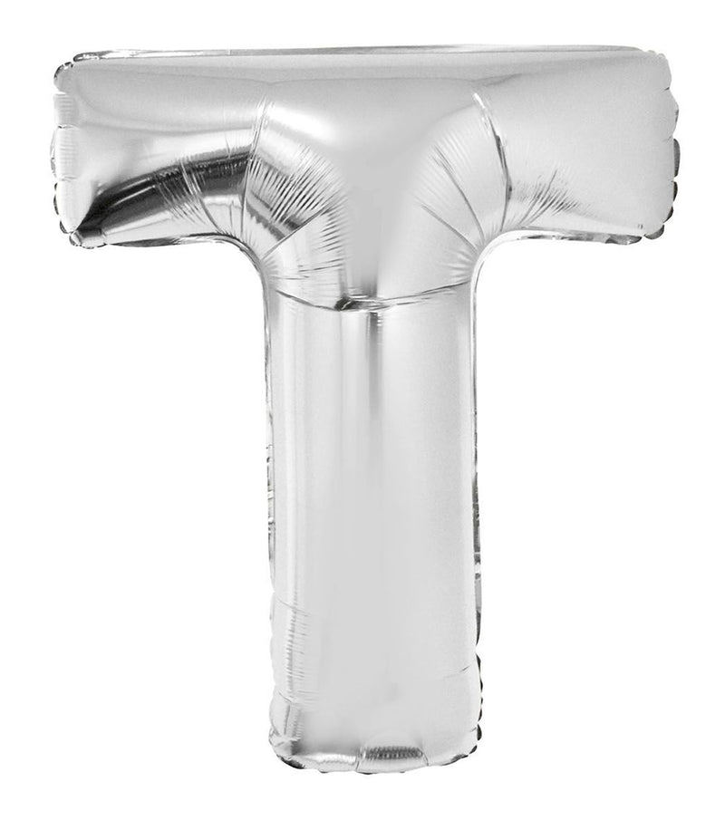 XXL Buchstaben Folienballon 100 cm - Silber Buchstabe T