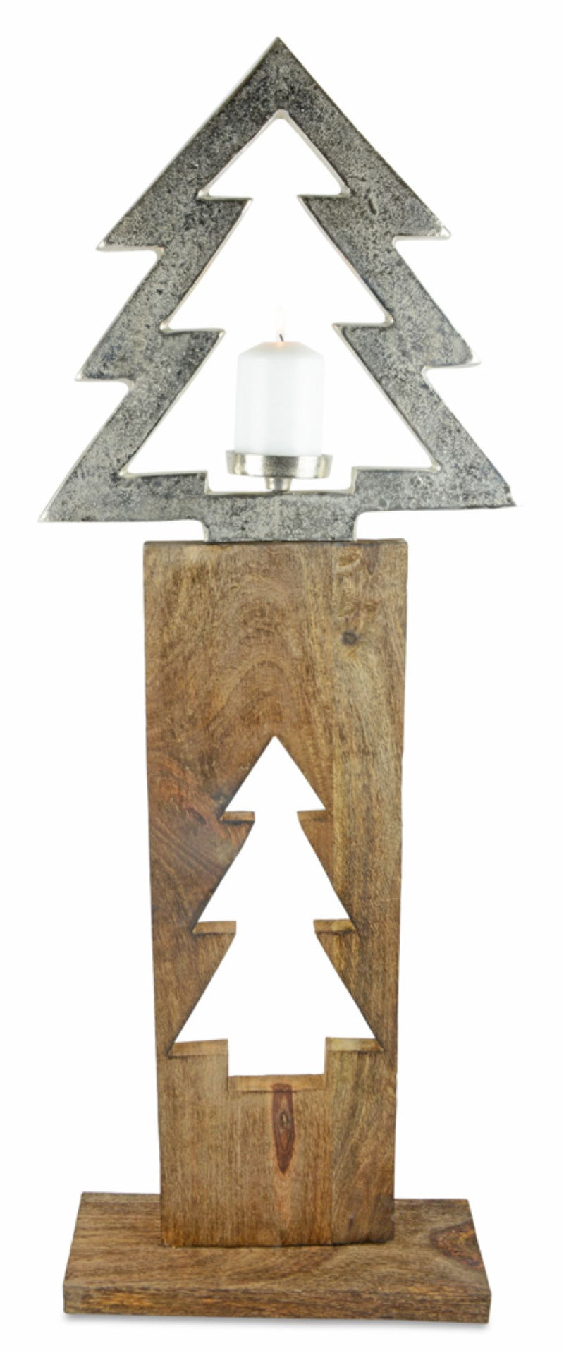 Riffelmacher XL Baumsäule mit Baum-Kerzenhalter 70733 - Natur Silber 100x37cm