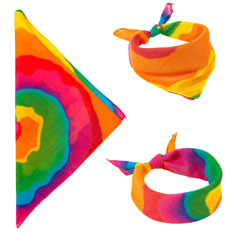 Batik Bandana Halstuch zum Hippie Kostüm - 55 x 55 cm | Bunt