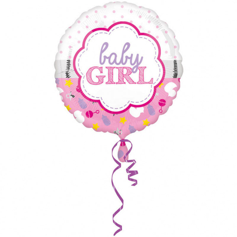 ABC18 Folienballon "Baby Girl" | Ø 43cm Rosa Babyparty Dekoration für Mädchen