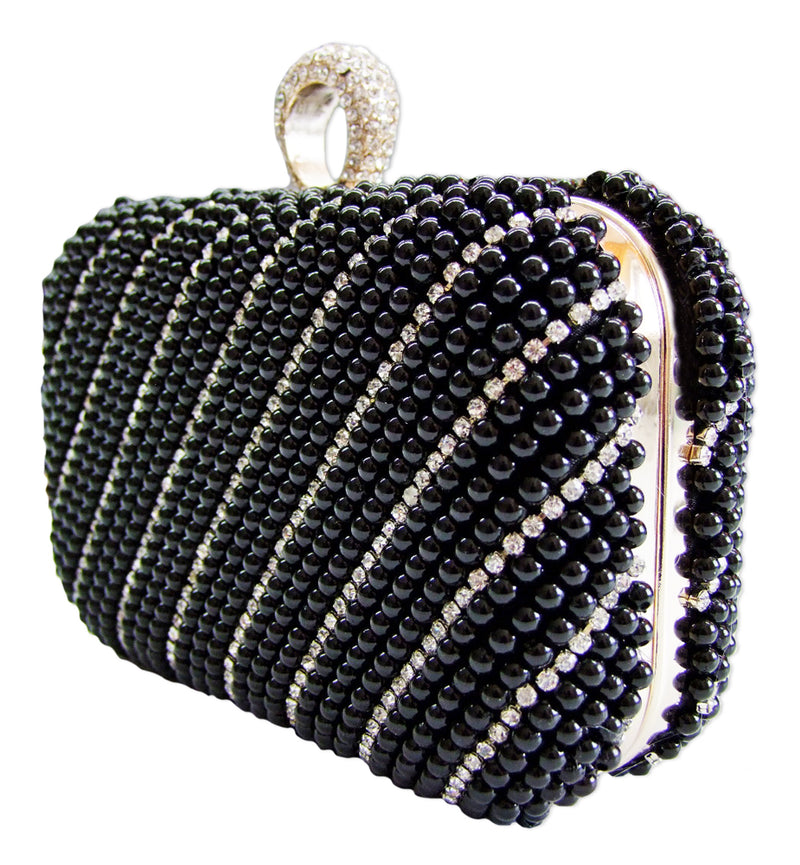 Elegante Handtasche "Pearl" | Clutch Schwarz