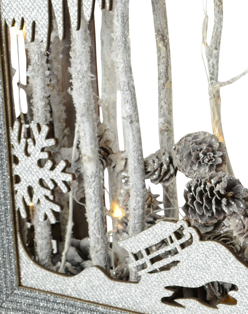 Riffelmacher LED Weihnachtsbild "Schneemann" 76672 - 37x25 cm | Silber Weiß
