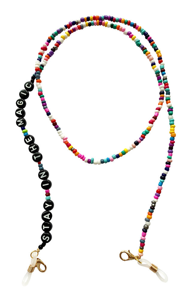 Verspielte Fashion Brillenkette Maskenkette Stay in the Magic - Bunt / Schwarz