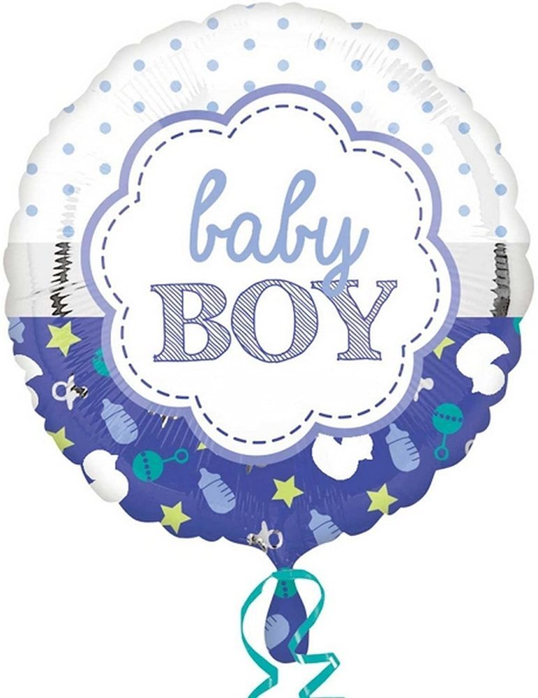 ABC18 Folienballon "Baby Boy" | Ø 43 cm Blau Babyparty Dekoration für Jungs