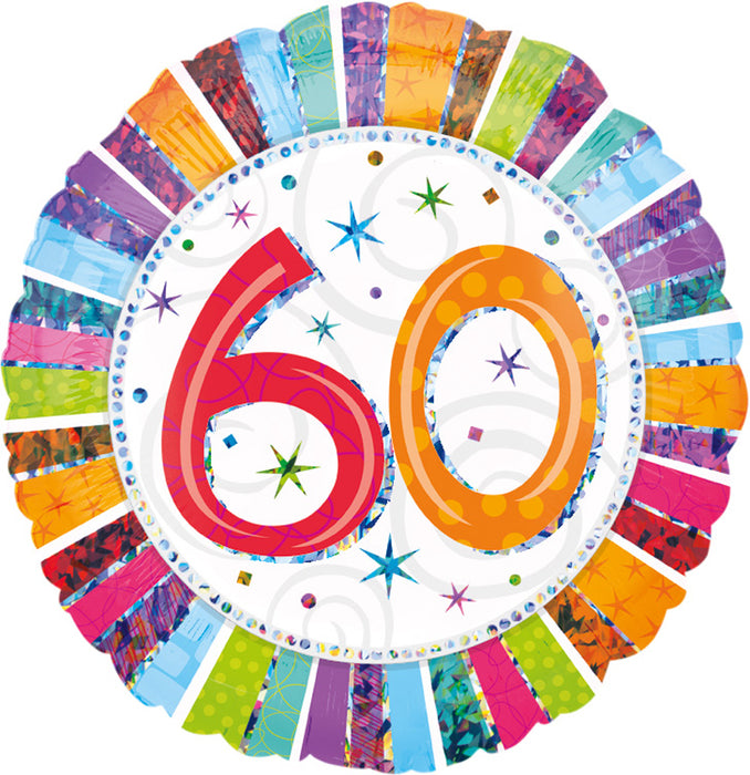 ABC18 Folienballon "60" Radiant Birthday Bunt | Ø 45 cm
