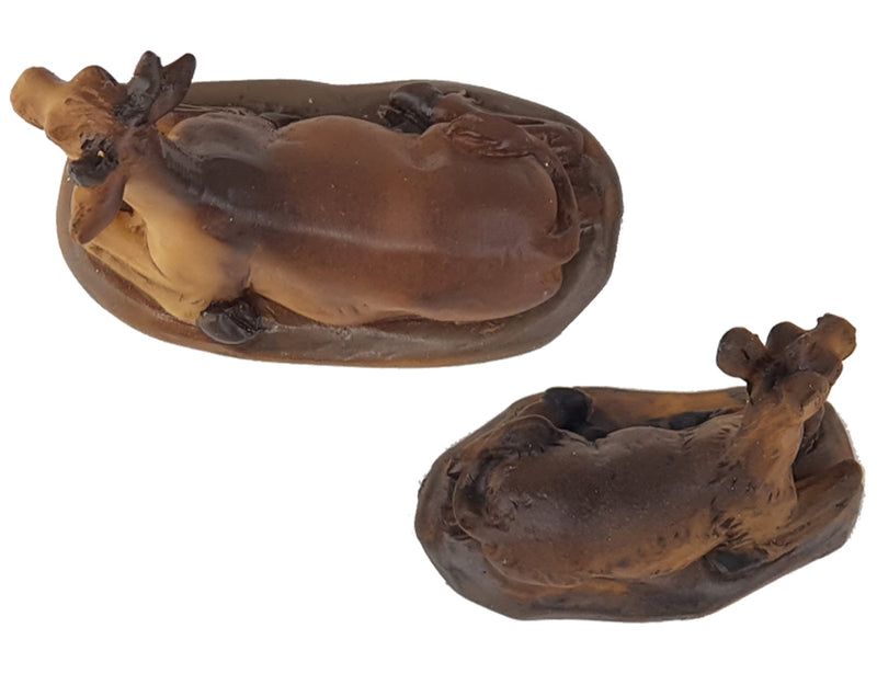 Riffelmacher Krippentiere Ochse & Esel 2-teilig | 4,4–6 cm | Braun 78049
