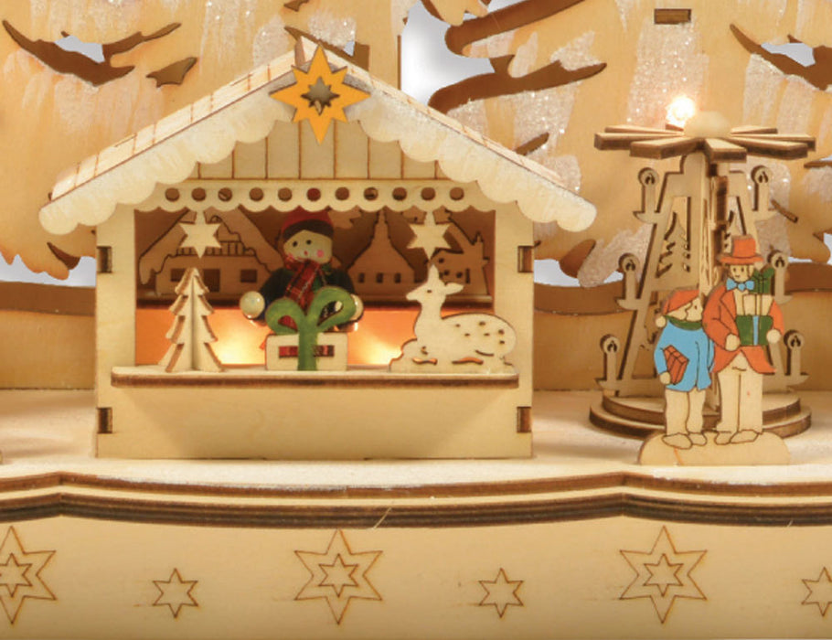 Riffelmacher Fensterleuchter Weihnachtsmarkt 48 x 25 cm 76367 | Natur - Holz Handwerkermarkt Weihnac