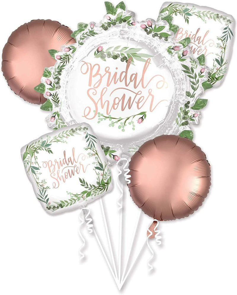 "Bridal Shower" Hochzeit Folienballon Bouquet - Weiß Roségold - 5 Ballons