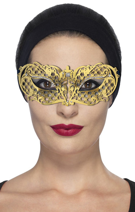 Schmetterling Augenmaske Melissa - Gold mit Strasselementen