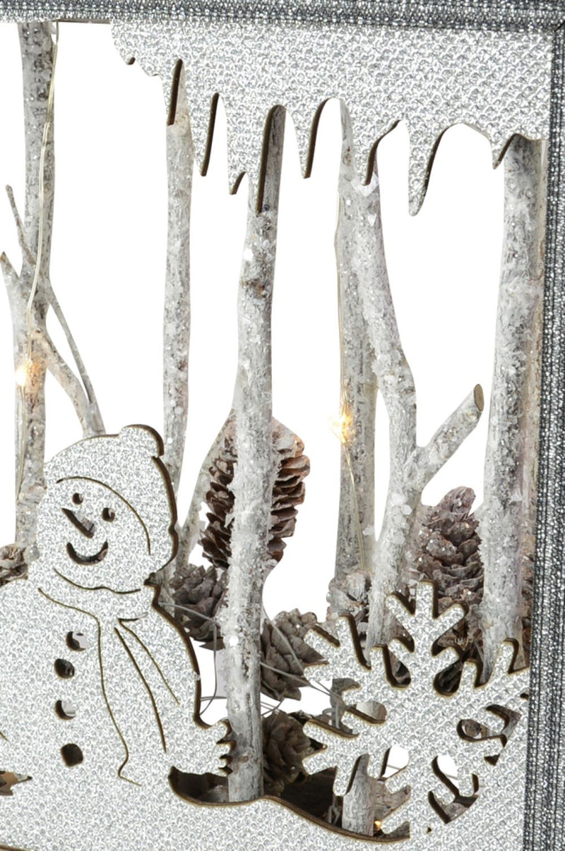 Riffelmacher LED Weihnachtsbild "Schneemann" 76672 - 37x25 cm | Silber Weiß