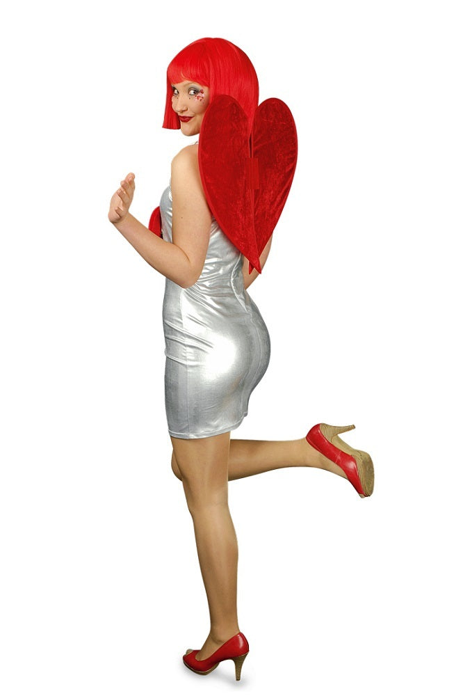 Herzdame Kostüm in Silber mit Flügeln