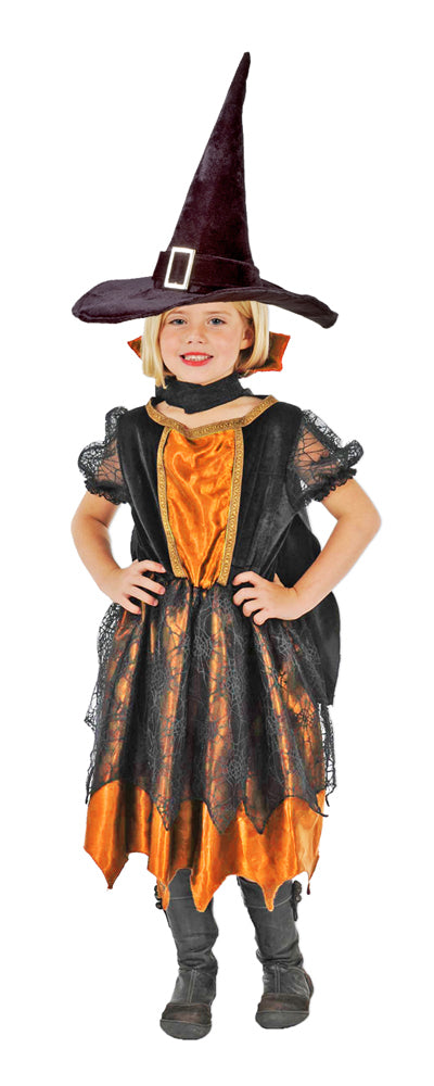 Hexe Kostüm "Willow" für Mädchen | Schwarz Orange