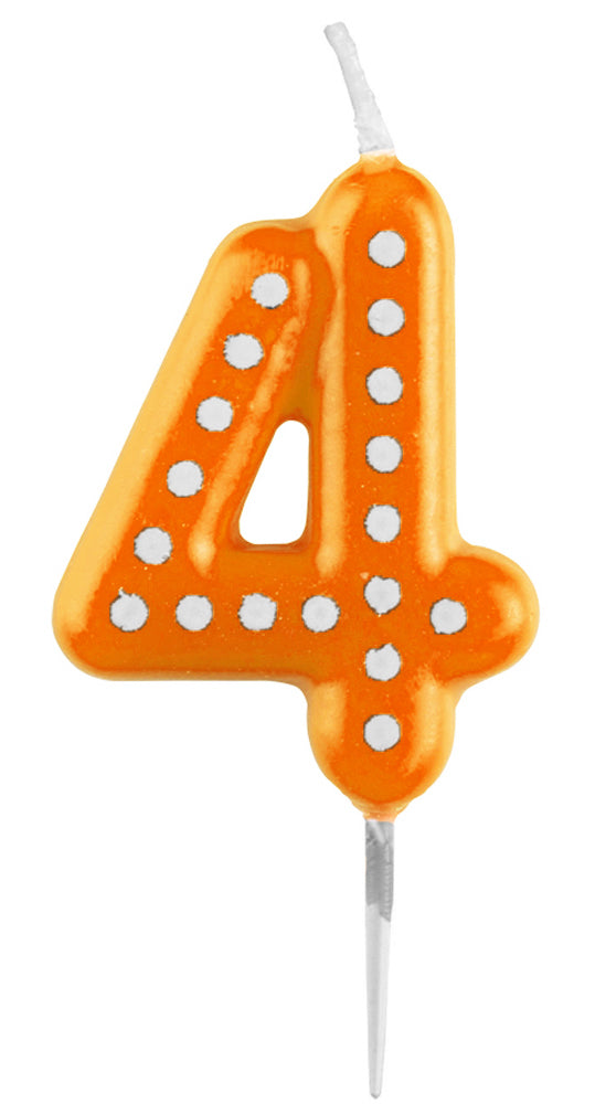 Zahlenkerze mit Punkten 6,5cm | Orange # 4