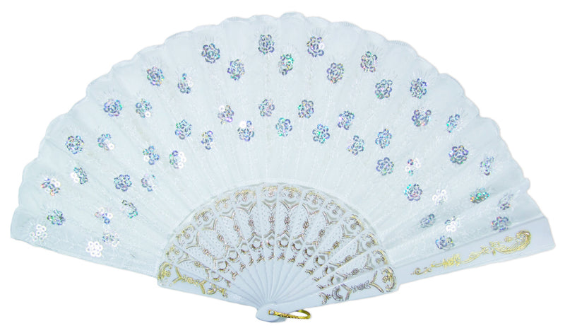 Barock Fächer mit Glitzer Pailletten | Zubehör Party Festival Karneval Kostüm