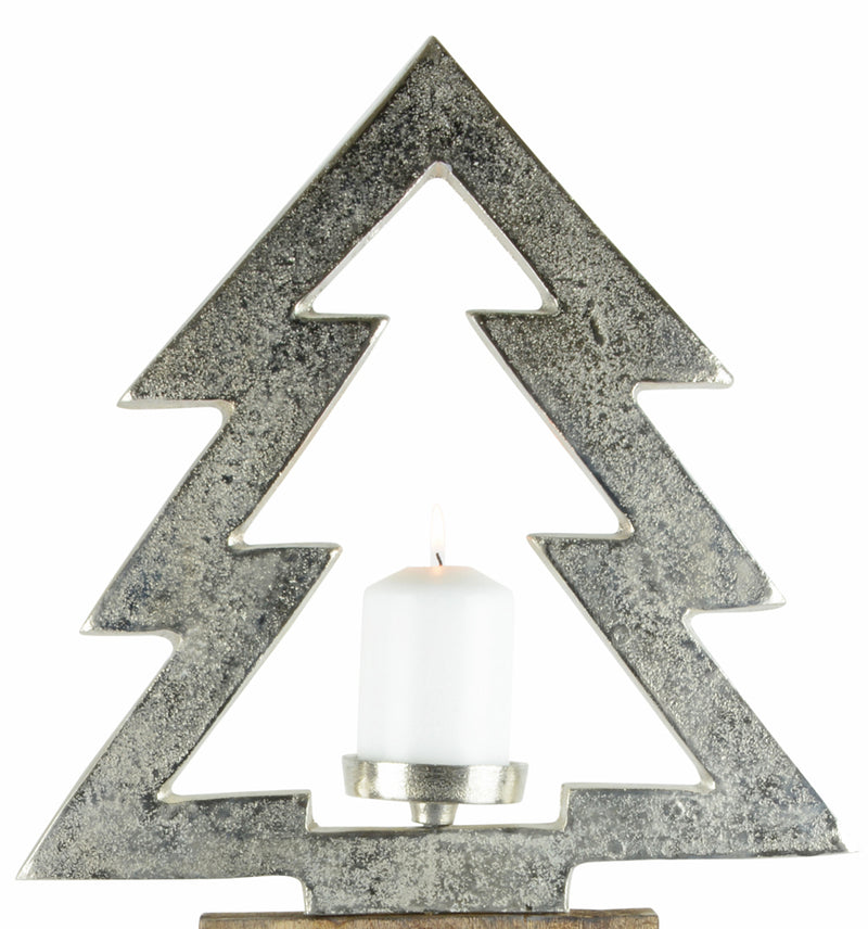 Riffelmacher XL Baumsäule mit Baum-Kerzenhalter 70733 - Natur Silber 100x37cm