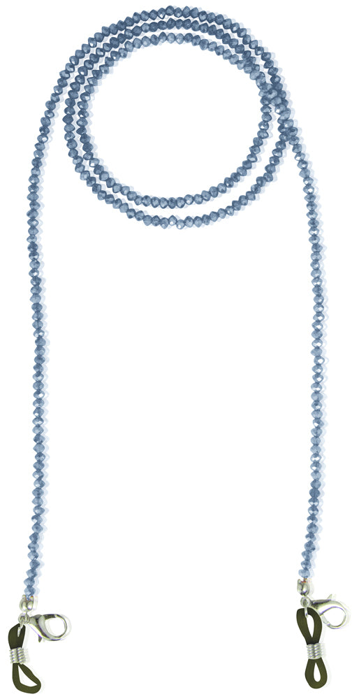 Brillenkette Maskenkette mit Glaskristallperlen - Jeansblau