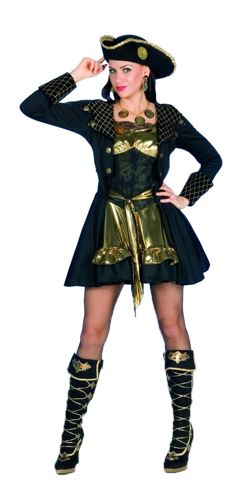 Piratin Kostüm "Black Mary" für Damen | Piratenkostüm Schwarz Gold